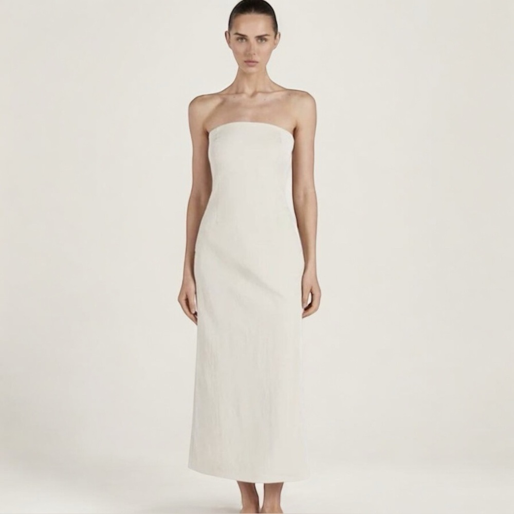 Dissh Satin Strapless Slip Dress Sz 6 Champagne Formal Wedding Bridal - Picture 2 of 12